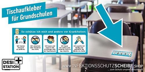 Tischaufkleber „Verhaltensregeln“ für Grundschule, Farbstil blau