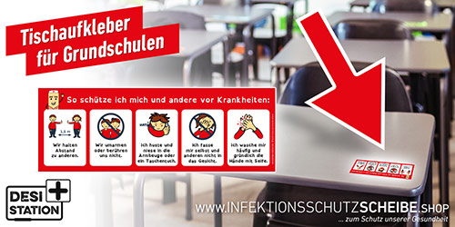 Tischaufkleber „Verhaltensregeln“ für Grundschule, Farbstil rot