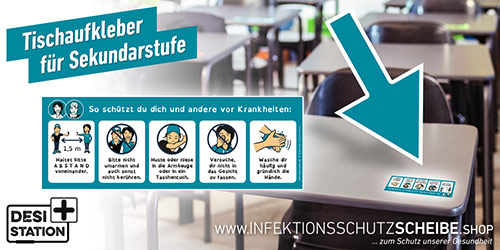 Tischaufkleber „Verhaltensregeln“ für Sekundarstufe, Farbstil petrol